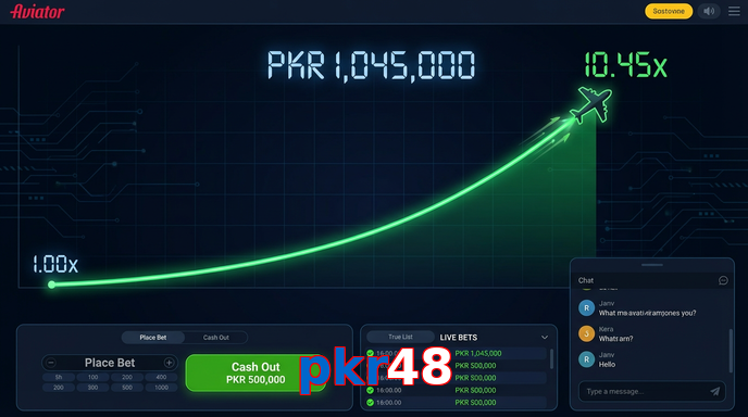 Main screen of Pkr48 aviator page for PK players