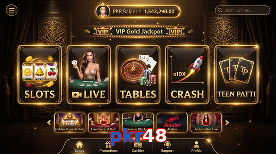 Main screen of Pkr48 casino page for PK players